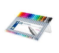 STAEDTLER triplus fineliner 0.3mm metal-clad tip ergonomic triangular barrel for writing drawing and coloring set of 20 fineliners 334 SB20