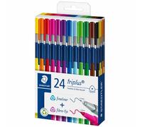 Staedtler Triplus Fineliner 24pk - 12 Fineliner + 12 Fibre-tip Intricate Notes