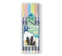 STAEDTLER triplus fineliner 334 - 6 Pack, Pastel, 0.3 mm | Triangular ergonomic barrel, washable water-based ink - soft shades - Art.-Nr. 334 SB6 PA