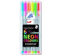 Staedtler Triplus Fineliner Pens 6/Package Neon, Acrylic, Multicolour, 0.75x2.5x6.75 cm
