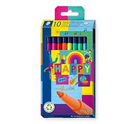 Staedtler Triplus Happy Fibre-Tip Pens, Ergonomic Triangular Shaft, Line Width 1.0 mm, Long Life, 10 Fibre-Tip Pens in Assorted Happy Colours in Cardboard Case, 323 C10 HA