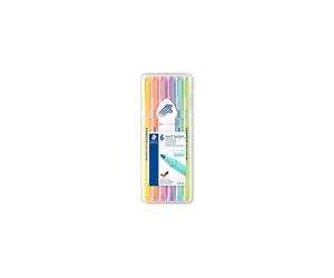 Staedtler triplus Highlighter, Ergonomic Triangular Shape, high Quality, Made in Germany, Set of 6 Pastel Colours, line Width 1-4 mm, 362 CSB6