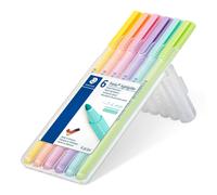 Staedtler triplus highlighter, ergonomic triangular shape, set of 6 pastel colours, line width 1 - 4 mm