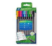 Staedtler Triplus, Triplus, Fineliner, Made of Recycled Plastic, Superfine, Metal-Encased 0.3 mm Tip, Long Life, 10 Fineliner Pens in Assorted Colours in Cardboard Case, 334 RC10