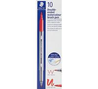 STAEDTLER Watercolour Design Journey 3001-57 Double Fibre Tip Pens Olive Green Fine Tip and Flexible Brush Tip Water-soluble 10 Olive Green Felt Tip Pens