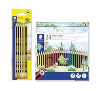 STAEDTLER Writing and Drawing Set Bundle - 10 HB Noris Graphite Pencils with Erasers & 24 Noris Colouring Pencils, 61-S X