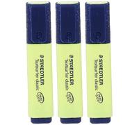 Staedtler Yellow Highlighter Pens Textsurfer Classic Fast Dry Ultra Soft 1-5mm Chisel Tip Refillable Ink Jet Safe Copy Proof 364-1 (Pack Of 3)