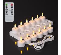 Staerysky Rechargeable Flameless Tea Lights Candles with Charging Station, LED Tea Lights Candles with Remote Control Timer for Wedding, Christmas, Halloween, Anniversary, Home Decor, 12-Pack