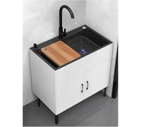 WLCNYL Kitchen Sink Cabinet with Single Bowl Utility Sink, Hot and Cold Pull-Out Faucet, for Garage, Commercial, Restaurant, Kitchen, Laundry Room (White, 60x40x7)