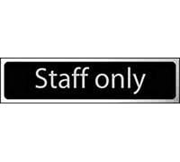 Staff Only Sign - Self-Adhesive PVC - Black and Chrome Effect - 200mm x 50mm
