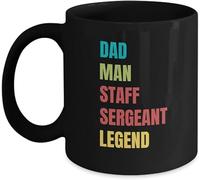 Staff Sergeant Dad Mug, Staff Sergeant Mug - Ceramic Cup Funny Coffee Mug Novelty Ceramic Drinking Cups Tea Cup for Men Father's Day 11 Oz