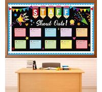 Staff Shout Out Bulletin Board Decoration Fun Shout Cutouts Appreciation Recognition Colorful Pencils Wall Decals Theme Party Supplies for Back to School Classroom Chalkboard Window Decoration Favor