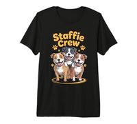 Staffie Crew Cute Cartoon Dog Pet Staffordshire Bull Terrier Premium T-Shirt