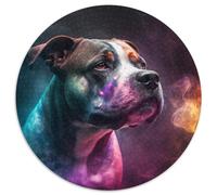 Staffordshire Bull Terrier 1000 Piece Jigsaw Puzzle Round Jigsaw Puzzles 1000 Pieces for Adults Erfect for Home Decor, Birthdays, Holidays, And Gifts 67.5x67.5cm
