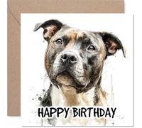 Staffordshire Bull Terrier Birthday Card for Men Women - Dog Breeds - Happy Birthday Card for Sister Auntie Uncle Neighbour, 145mm Bday Greeting Cards