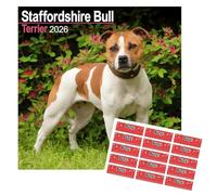 Staffordshire Bull Terrier Calendar 2026 | 16 months | with FREE Organisational Stickers, Staffordshire Bull Terrier Gift