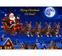 Staffordshire Bull Terrier Christmas Card for Pet Dad (Funny Reindeer Santa Sleigh)