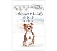 Staffordshire Bull Terrier Christmas Card, Staffy Dog Christmas Greetings Card.