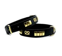 Staffordshire Bull Terrier Collar Leather With Classic Staffy Knot And Studs In Black Brown Tan Staffy Staff Staff (22'' Total Collar Length, Black)