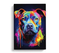 Staffordshire Bull Terrier Colour Field Canvas Print | Gallery Wrapped 30mm Frame Wall Art | 30x20 inches | Ready to Hang | Modern Animals Picture | Living Room Bedroom Lounge Office