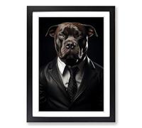 Staffordshire Bull Terrier Dadaism Framed Wall Art Print A2 Black