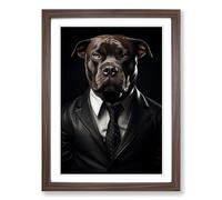 Staffordshire Bull Terrier Dadaism Framed Wall Art Print A2 Walnut