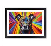 Staffordshire Bull Terrier Dog Colour Field Framed Print | A2 Black Framed Wall Art | Ready to Hang | Modern Animal Picture | Living Room Bedroom Lounge Office