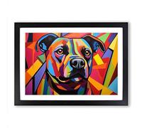 Staffordshire Bull Terrier Dog Constructivism Framed Print | A2 Black Framed Wall Art | Ready to Hang | Modern Animal Picture | Living Room Bedroom Lounge Office