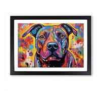 Staffordshire Bull Terrier Dog Contemporary Framed Wall Art Print A2 Black