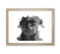 Staffordshire Bull Terrier Dog In Abstract Modern Art Framed Print | A3 Oak Framed Wall Art | Ready to Hang | Abstract Animal Picture | Living Room Bedroom Lounge Office