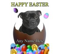 Staffordshire Bull Terrier Dog personalised Easter Greeting Card Mum Dad Nan Friend refSe1