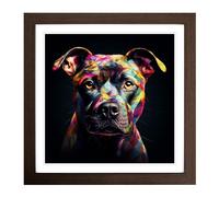Staffordshire Bull Terrier Futurism No.1 Framed Wall Art Print, Ready to Hang Picture for Living Room Bedroom Home Office, Walnut 18 x 18 Inch (45 x 45 cm)