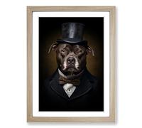 Staffordshire Bull Terrier Gothic Framed Wall Art Print A2 Oak