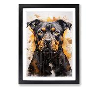 Staffordshire Bull Terrier Hard Edge Framed Wall Art Print A2 Black