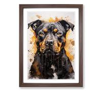 Staffordshire Bull Terrier Hard Edge Framed Wall Art Print A2 Walnut