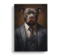 Staffordshire Bull Terrier in a Suit Canvas Wall Art Print 30x20 Inch
