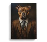 Staffordshire Bull Terrier in a Suit Canvas Wall Art Print 30x20 Inch