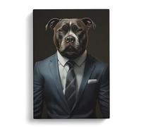 Staffordshire Bull Terrier in a Suit Canvas Wall Art Print 30x20 Inch