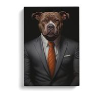 Staffordshire Bull Terrier in a Suit Painting No.2 Canvas Print | Gallery Wrapped 30mm Frame Wall Art | 30x20 inches | Ready to Hang | Modern Animals Picture | Living Room Bedroom Lounge Office