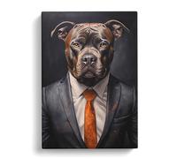 Staffordshire Bull Terrier in a Suit Painting No.4 Canvas Print for Living Room Bedroom Home Office Décor, Wall Art Picture Ready to Hang, 30x20 Inch (76x50 cm)