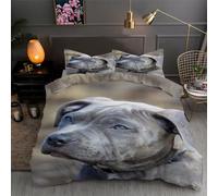 Staffordshire Bull Terrier King Size Duvet Cover Sets dog Print Bedding for Bed Bedroom Decoration, Brushed Microfiber Quilt Cover and 2 Pillowcases 50x75cm with Zipper Closure