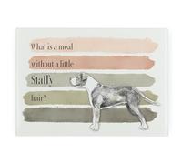 Staffordshire Bull Terrier Large Rectangular Glass Worktop Protector - Staffy Dogs Themed Gifts - Smooth Board Kitchen Chopping/Cutting Board Worktop Saver with Non-Slip Feet 39cm x 28.5cm (15" x 11")