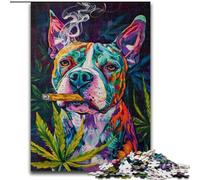 Staffordshire Bull Terrier Smoking 1000 Pieces Jigsaw Puzzle for Adults& Teens, Perfect for Game Nights, Colorful Toy for Home Gift (26x38cm)