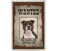 Staffordshire Bull Terrier Staffie Dog Wanted Criminal Poster Humour Jumbo Fridge Magnet Gift 483