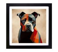 Staffordshire Bull Terrier Suprematism No.2 Framed Print | 18x18 Inch Black Framed Wall Art | Ready to Hang | Modern Animal Picture | Living Room Bedroom Lounge Office