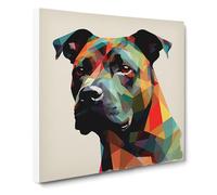 Staffordshire Bull Terrier Suprematism No.4 Canvas Wall Art Print Ready to Hang, Framed Picture for Living Room Bedroom Home Office Décor, 50x50 cm (20x20 Inch)