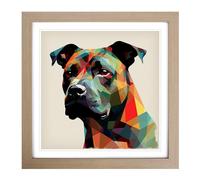 Staffordshire Bull Terrier Suprematism No.4 Framed Wall Art Print, Ready to Hang Picture for Living Room Bedroom Home Office, Oak 18 x 18 Inch (45 x 45 cm)