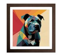 Staffordshire Bull Terrier Suprematism No.5 Framed Wall Art Print, Ready to Hang Picture for Living Room Bedroom Home Office, Walnut 18 x 18 Inch (45 x 45 cm)