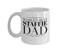 Staffordshire Terrior Dad Mug - World's Best Staffie Dad - White Ceramic Tea Cup Mug,11 Oz,Funny Mug, Fun Father's Day For Staffy Lovers
