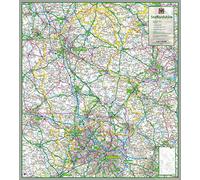 Staffordshire - UK County Map Paper Laminated - 100 x 90 cm